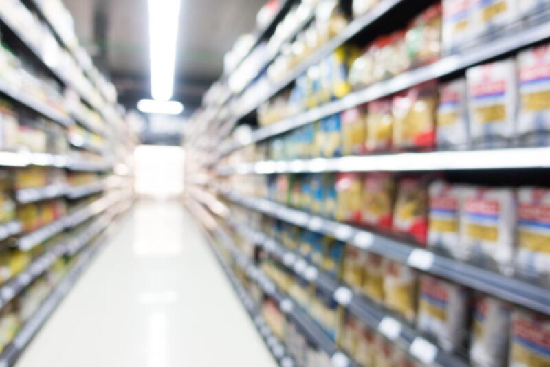 Blurred supermarket aisle